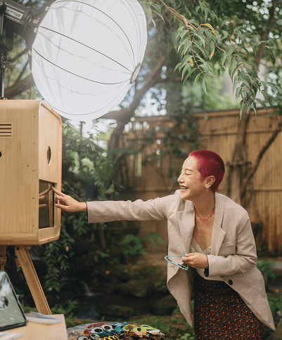Woman enjoying a garden event