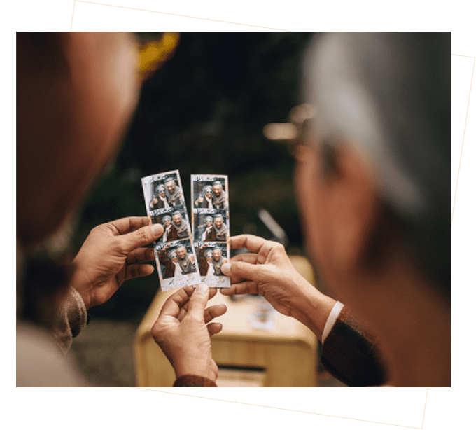 Friends sharing photo memories